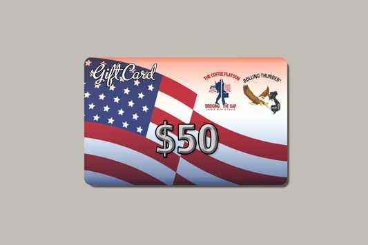 The Coffee Platoon E-Gift Cards $25, $50 and $100 Retail Values